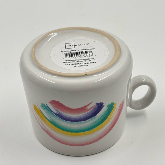 NWT Mainstays Rainbow Striped Stackable Ceramic Mug - Picture 3 of 5